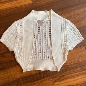 Arizona Jean Company White crochet shrug cotton sweater